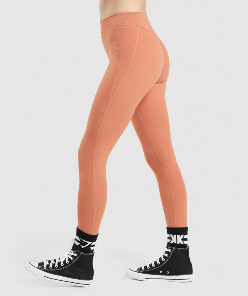 Women's Gymshark KK Fit 7/8 Leggings Orange | CA 6N85DA